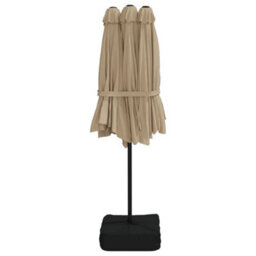 Berkfield Double-Head Parasol Taupe 449X245 Cm - thumbnail 5