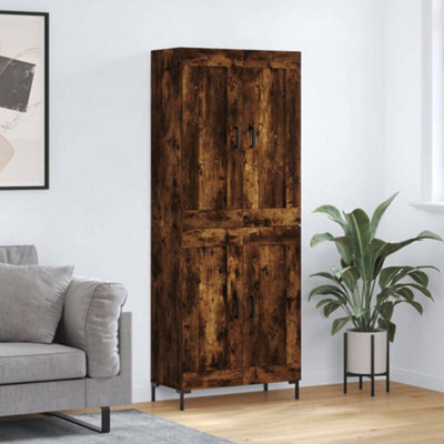 Berkfield Highboard Smoked Oak 69.5X34X180 Cm Engineered Wood - image 1