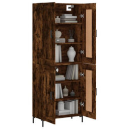 Berkfield Highboard Smoked Oak 69.5X34X180 Cm Engineered Wood - thumbnail 3