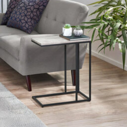 Julian Bowen Staten Drinks Table - Concrete And Black - thumbnail 1