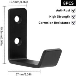 12 Pack Black Coat Hooks, Screw, In Wall Hooks, Vintage Metal, For Bathroom, Bedroom, Acoustic Panels - thumbnail 2