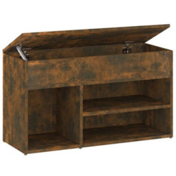 Berkfield Shoe Bench Smoked Oak 80X30X45 Cm Engineered Wood - thumbnail 2