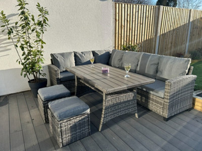 Outdoor Living (NW) Ltd York 8 Seat Mixed Grey Rattan Corner Sofa Dining Set - image 1
