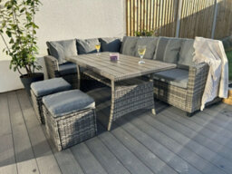 Outdoor Living (NW) Ltd York 8 Seat Mixed Grey Rattan Corner Sofa Dining Set - thumbnail 2