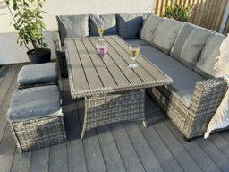 Outdoor Living (NW) Ltd York 8 Seat Mixed Grey Rattan Corner Sofa Dining Set - thumbnail 3