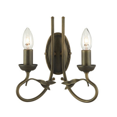 Luminosa Lighting Elstead Olivia 2 Light Indoor Candle Wall Light Black, Gold, E14 - image 1