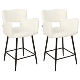 Beliani Set Of 2 Bar Chairs Sanilac Boucle Off-White - thumbnail 1