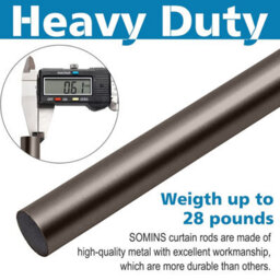 Ameha Cylinder Curtain Poles Extra Long & Durable Metal Extendable Curtain Rod( Black Nickel, 160-300Cm, 63 Inch-118 Inch) - thumbnail 4