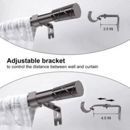 Ameha Cylinder Curtain Poles Extra Long & Durable Metal Extendable Curtain Rod( Black Nickel, 160-300Cm, 63 Inch-118 Inch) - thumbnail 6