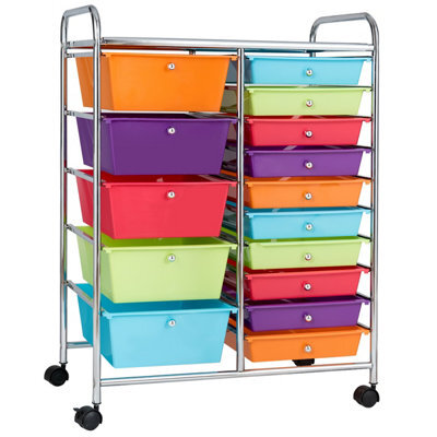 Costway 15-Drawer Storage Trolley Mobile Organiser Shelving Unit Utility Cart Multicolour - image 1