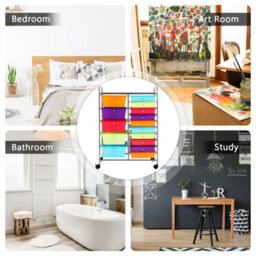 Costway 15-Drawer Storage Trolley Mobile Organiser Shelving Unit Utility Cart Multicolour - thumbnail 9