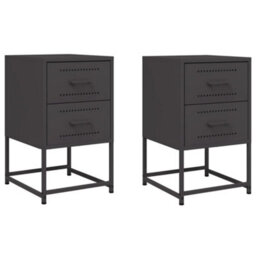 Berkfield Bedside Cabinets 2 Pcs Black 36X39X60.5 Cm Steel - thumbnail 2