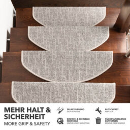 Floordirekt Alto Self Adhesive Edged Carpet Stair Tread Mat For Indoor Stairs Semicircular Silver 23.5 X 65 Cm - thumbnail 2