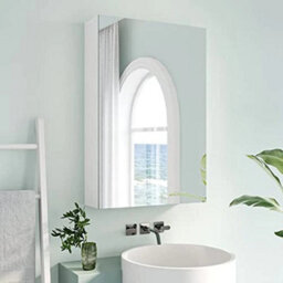 40X60X12 Cm  Single Door Mirrored Bathroom Cabinet Storage Cupboard With Adjustable - thumbnail 5