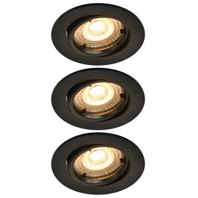 GoodHome Salk Black Adjustable Led Warm White Downlight 4.8W Ip20, Pack Of 3 - image 1