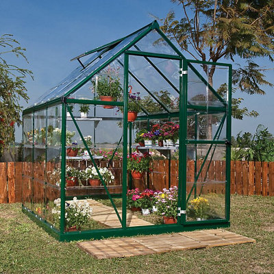 Palram - Canopia Harmony 6X6 Ft Green Aluminium Apex Greenhouse With Polycarbonate (Pc) Glazing - image 1
