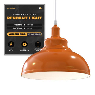 Modern Orange Metal Ceiling Pendant Light With Adjustable Cable, E27 Base - image 1