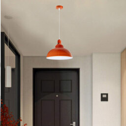 Modern Orange Metal Ceiling Pendant Light With Adjustable Cable, E27 Base - thumbnail 4