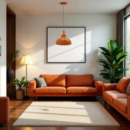 Modern Orange Metal Ceiling Pendant Light With Adjustable Cable, E27 Base - thumbnail 2