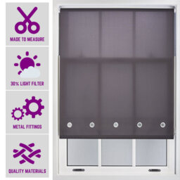 Dark Grey Daylight Roller Blind With Chrome Round Eyelets And Metal Fittings Cut To Size By Furnished - (W)90Cm X (L)165Cm
