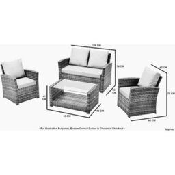 Evre 4 Seater Cedar Brown Rattan Garden Furniture Sofa Armchair Set - Roma With Coffee Table With Cover - thumbnail 7