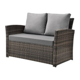 Evre 4 Seater Cedar Brown Rattan Garden Furniture Sofa Armchair Set - Roma With Coffee Table With Cover - thumbnail 3