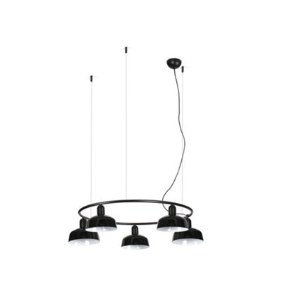 Luminosa Lighting Luminosa Tatawin Small Pendant Ceiling Light , Gloss Black 5X E27