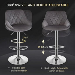2X Bar Stools Kitchen Island Breakfast Barstool Metal Frame Swivel Stools 150Kg - Dark Grey - thumbnail 5