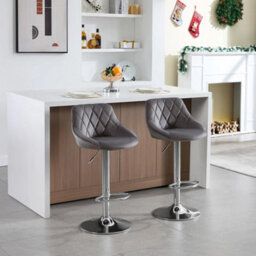 2X Bar Stools Kitchen Island Breakfast Barstool Metal Frame Swivel Stools 150Kg - Dark Grey - thumbnail 6