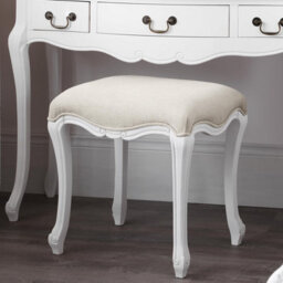 Statement Furniture Juliette Upholstered Stool, White French Style Cushion Seat - thumbnail 5
