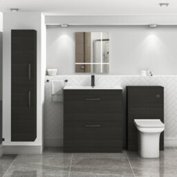 Royal Bathrooms Turin Hale Black 800mm Floor Standing Vanity Unit 2 Drawer With Minimalist Basin Sink & Matt Black Handles - thumbnail 2