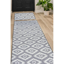 Melrose Deco Mat Grey Aztec Runner Rug & Matching Floor Mat 57/230Cm & 57/40Cm - thumbnail 2