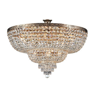 Luminosa Lighting Luminosa Palace Semi Flush Ceiling Gold Antique & Crystal, 14 Light, E27 - image 1