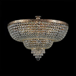 Luminosa Lighting Luminosa Palace Semi Flush Ceiling Gold Antique & Crystal, 14 Light, E27 - thumbnail 5