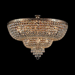 Luminosa Lighting Luminosa Palace Semi Flush Ceiling Gold Antique & Crystal, 14 Light, E27 - thumbnail 4