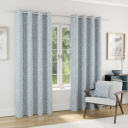 Enhanced Living Sherwood 100% Blackout, Thermal Ice Blue Curtains With Eyelet Header (Pair) - 90X90 Inch (229X229Cm)