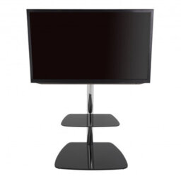 "Avf Iseo 60Cm Pedestal Tv Stand, For Tvs Up To 55"" - Black Glass/chrome" - thumbnail 4