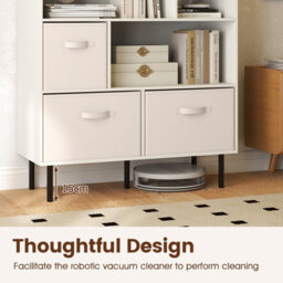 Costway 6-Cube Bookshelf 3-Tier Bookcase With 3 Removable Folding Fabric Drawers-White - thumbnail 9