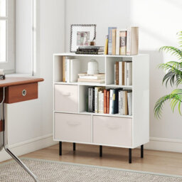 Costway 6-Cube Bookshelf 3-Tier Bookcase With 3 Removable Folding Fabric Drawers-White - thumbnail 4