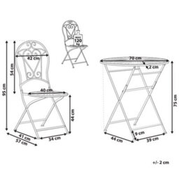 Beliani Outdoor Bistro Set Green Metal - 2 Folding Chairs And Round Table, Compact Balcony Furniture - thumbnail 3