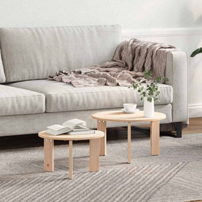 Berkfield Coffee Table 2 Pcs Natural 47.5 X 47.5 X 27 Cm Solid Pine Wood - image 1