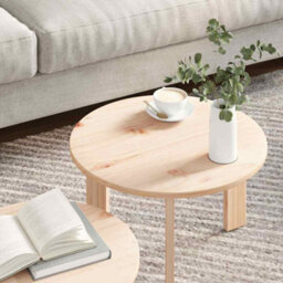 Berkfield Coffee Table 2 Pcs Natural 47.5 X 47.5 X 27 Cm Solid Pine Wood - thumbnail 4