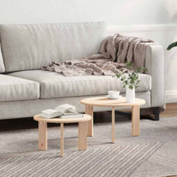 Berkfield Coffee Table 2 Pcs Natural 47.5 X 47.5 X 27 Cm Solid Pine Wood - thumbnail 1