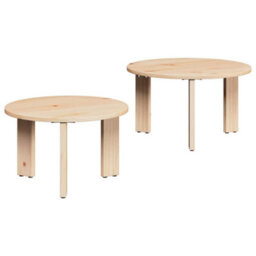 Berkfield Coffee Table 2 Pcs Natural 47.5 X 47.5 X 27 Cm Solid Pine Wood - thumbnail 2