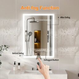 Luvodi 50X70Cm Led Bluetooth Bathroom Medicine Mirror Cabinet With Sockets, Anti-Fog Dimmable, Aluminum Cabinet - thumbnail 5
