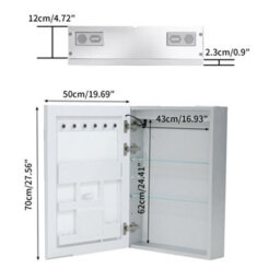 Luvodi 50X70Cm Led Bluetooth Bathroom Medicine Mirror Cabinet With Sockets, Anti-Fog Dimmable, Aluminum Cabinet - thumbnail 2
