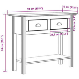 Berkfield Console Table Bodo White 90X34.5X73 Cm Solid Wood Pine - thumbnail 8