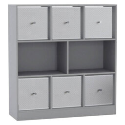 Urbn-Living Grey, White - Asymmetrical 8 Cube Bookcase Unit W/ 6 Drawer Inserts - thumbnail 1