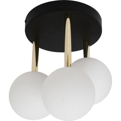 Luminosa Lighting Luminosa Ali Cluster Globe Ceiling Light, Black, Gold, 3X G9