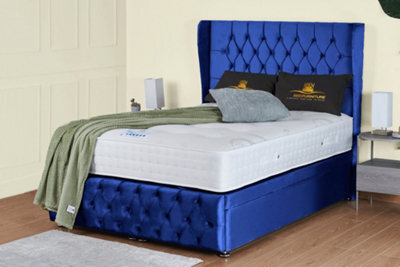 UKBEDFURNITURE Edwina Plush Blue End Opening Divan Ottoman Bed With 54 Inch Headboard - image 1